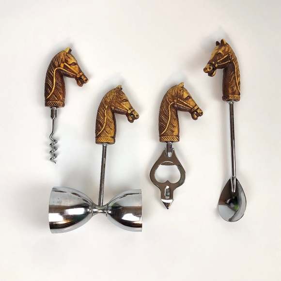 Dining Midcentury Horse Head Bar Cocktail Tool Set Poshmark